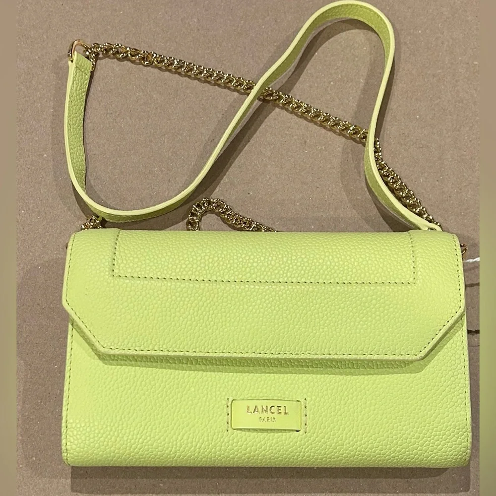 Lancel Ninon Leather Lime Chain Wallet Crossbody - Picture 6 of 10